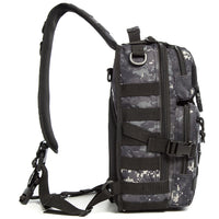 Tactical EDC Sling Bag Pack, Military Rover Shoulder Molle Backpack, with USA Flag Patch, Black ACU