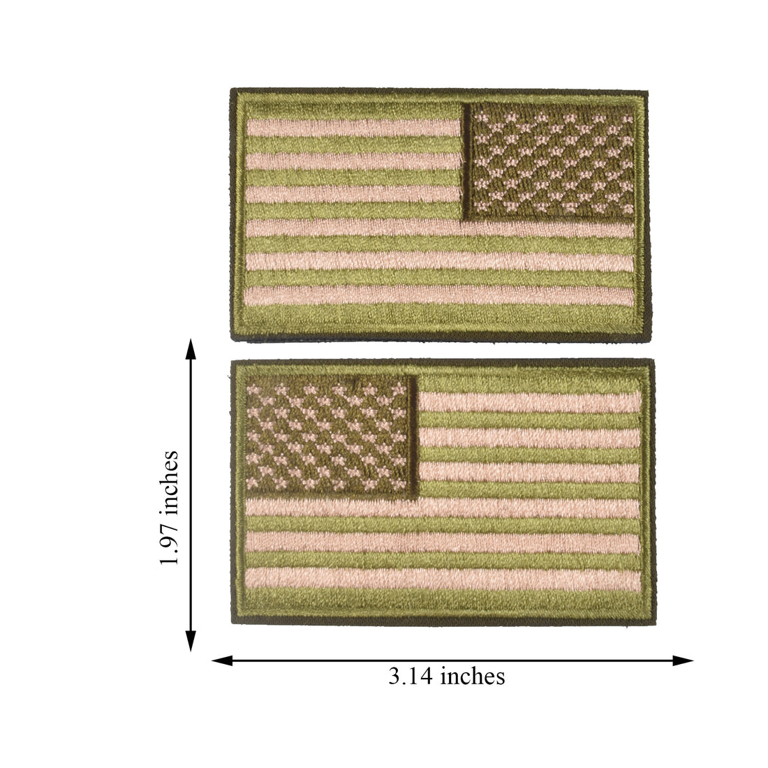 2 Pieces Tactical US American Flag Patch, Military USA United States of America Uniform Emblem Patches, Multitan-Reverse Green