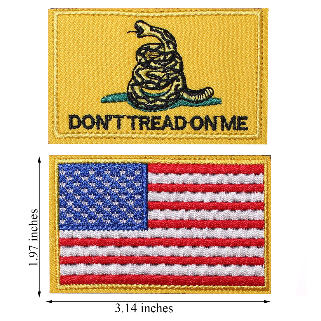 USA Flag Patch 2x3 Inch Don't tread on me Patch American Flag Tactical Military Morale Patch Border USA United States for Uniform Emblem 2 Pcs.