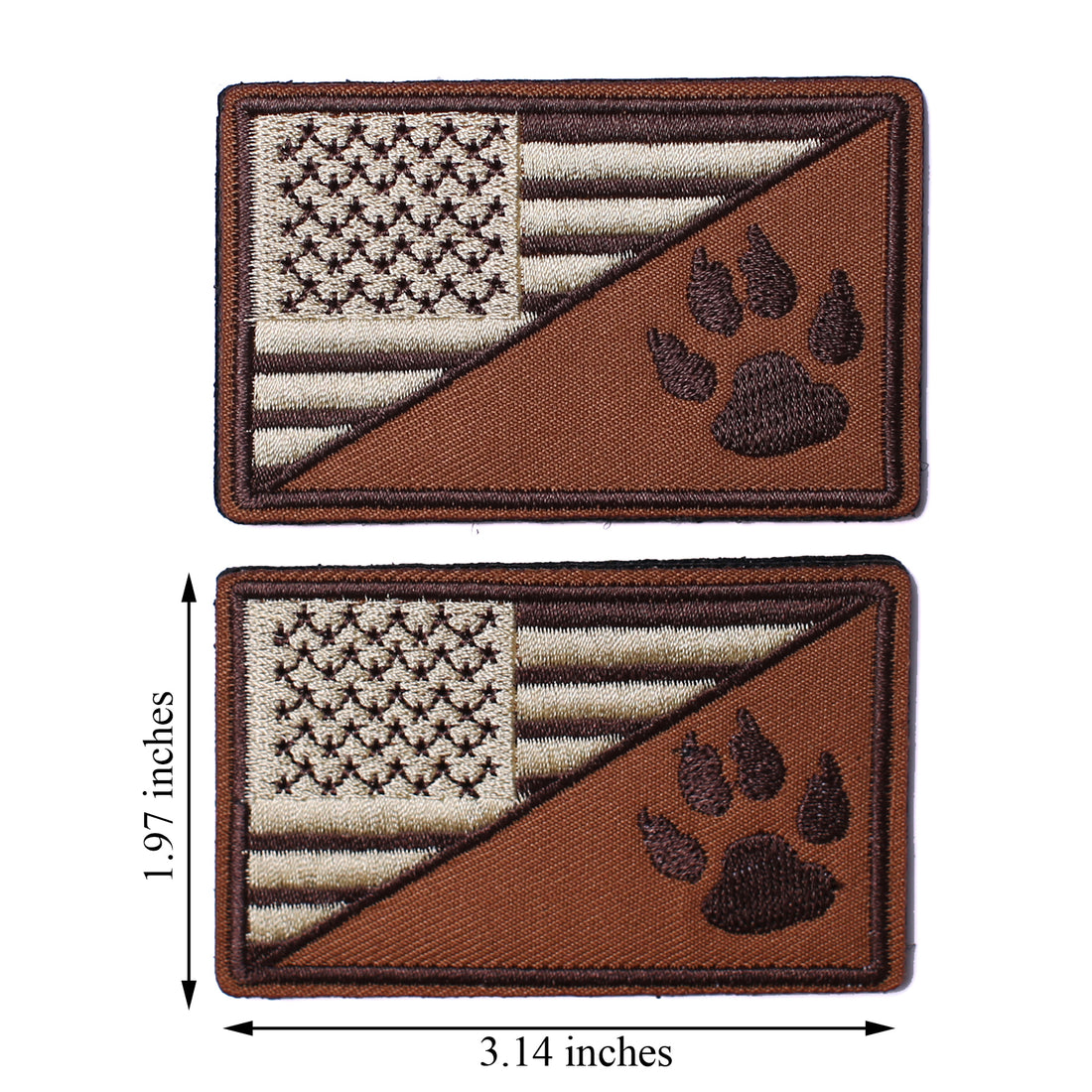 2Pcs Tactical US Flag with Tracker Paw Patriot Patches, Milltary Embroidered Applique Morale Hook & Loop Patch