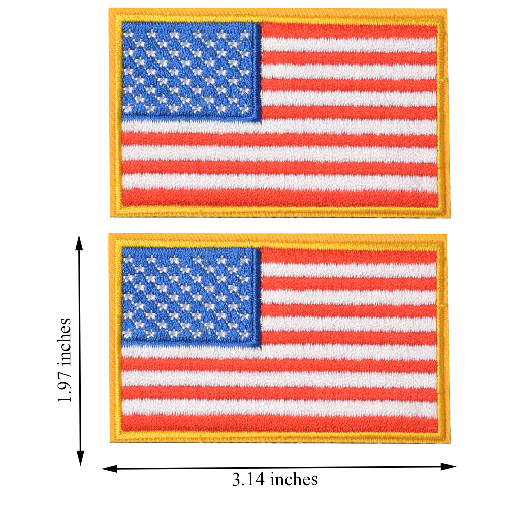 American Flag Embroidered Patch Gold Border USA United States of America Military Uniform Sew On Emblem