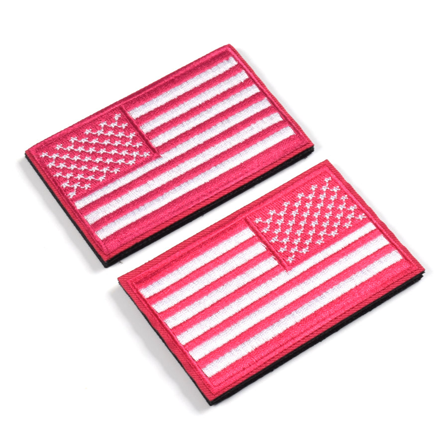 2 Pieces Tactical US American Flag Patch, Military USA United States of America Uniform Emblem Patches, Multitan-Reverse Pink