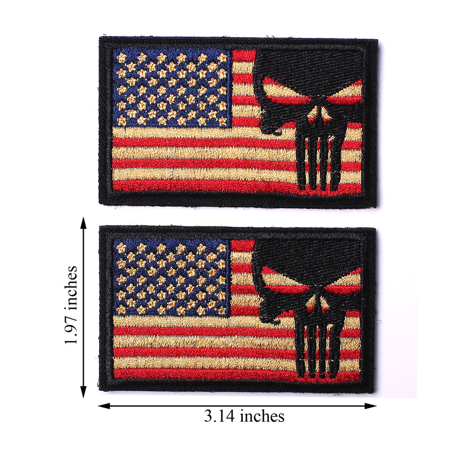 6 Pieces Dead Skull Don't Tread on Me USA American Flag Tactical Morale Hook & Loop Patch