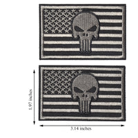 2 Pieces Dead Skull USA American Flag Tactical Morale Hook & Loop Patch