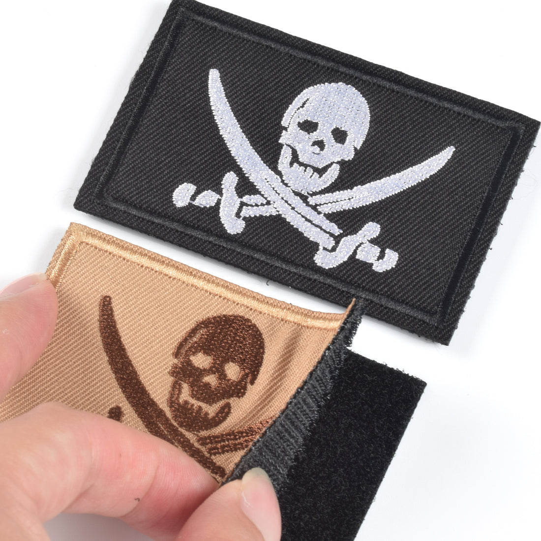 2 Pieces Pirate Skull & Cross Sword Flag Jolly Roger Tactical Morale Embroidery Patch Military for Tactical Gear