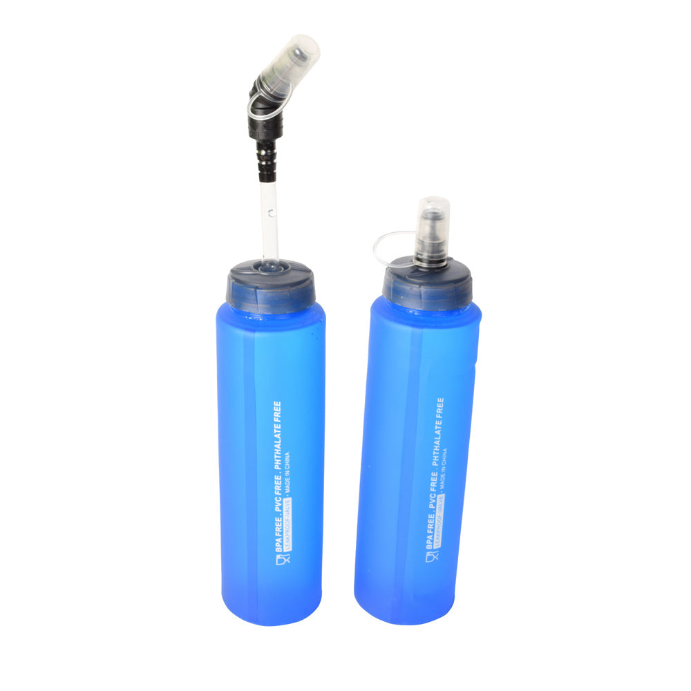 500ML Recycable, food-graded, safety collapsible soft flask hydration bottle FDA approved drinking tube water flask