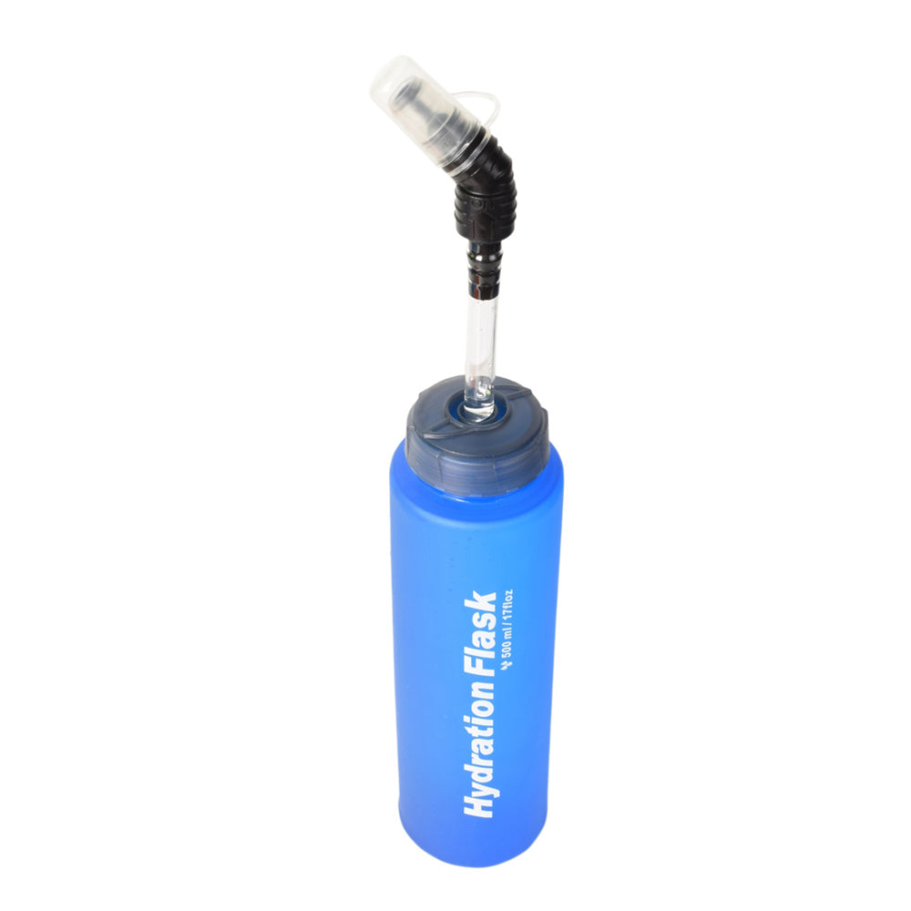 500ML Recycable, food-graded, safety collapsible soft flask hydration bottle FDA approved drinking tube water flask