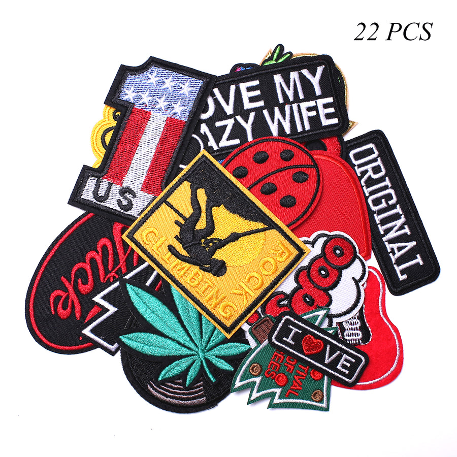 Cool Embroidered Iron on Patches, Cute Sewing Applique, Music Style 22PCS