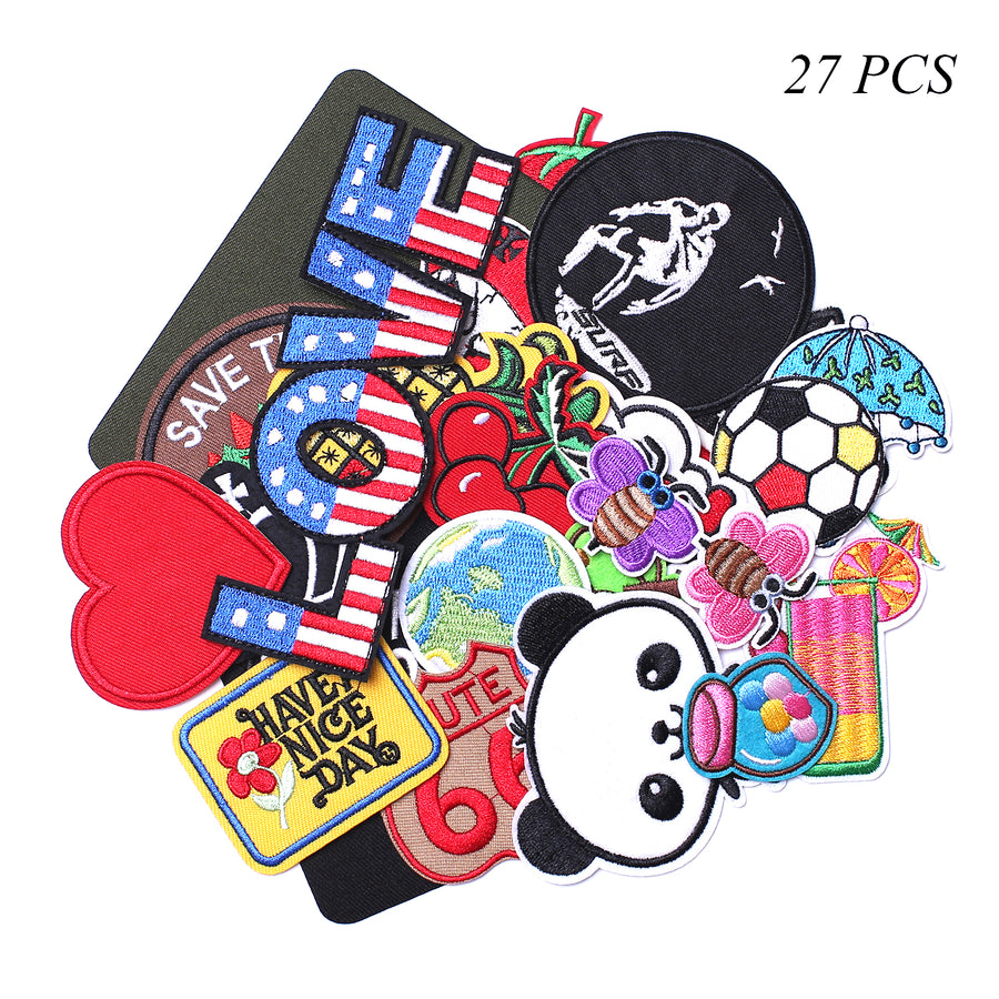 Cool Embroidered Iron on Patches, Cute Sewing Applique, Assorted for Girls 27PCS