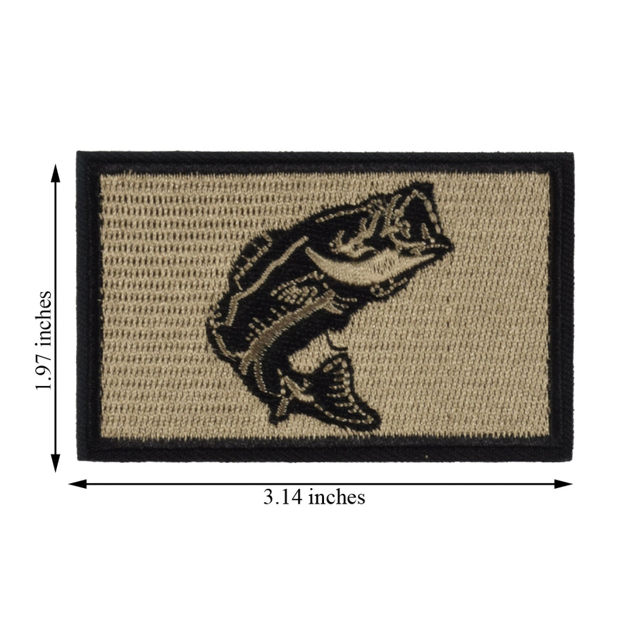 2Pcs Fishing Patches, Wildlife Largemouth Bass Patch, Coyote