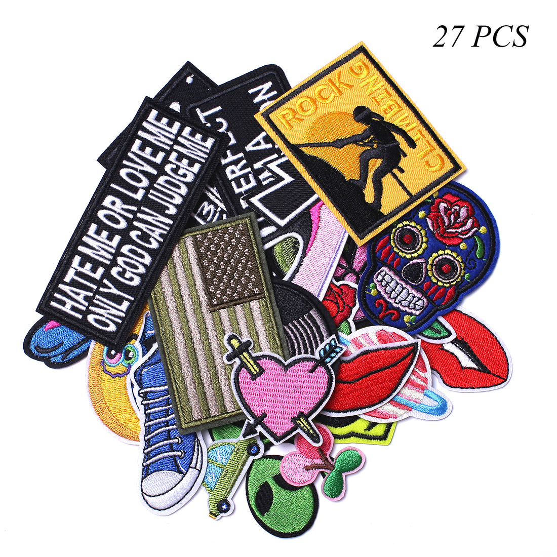 Cool Embroidered Iron on Patches, Cute Sewing Applique for Clothes Dress, Music Theme 27PCS