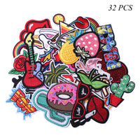 Embroidered Iron on Patches, Cute Sewing Applique for Clothes Dress, Assorted for Girls 32PCS