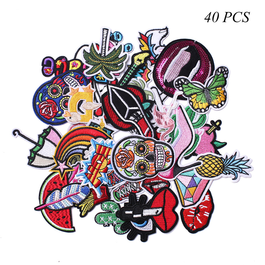 Embroidered Iron on Patches, Cute Sewing Applique for Clothes Dress, Assorted for Girls 40PCS