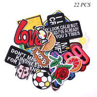 Words Slogan Cool Embroidered Iron on Patches, Cute Sewing Applique for Motorcycle Biker Jackets Jeans Backpacks Caps (22PCS)