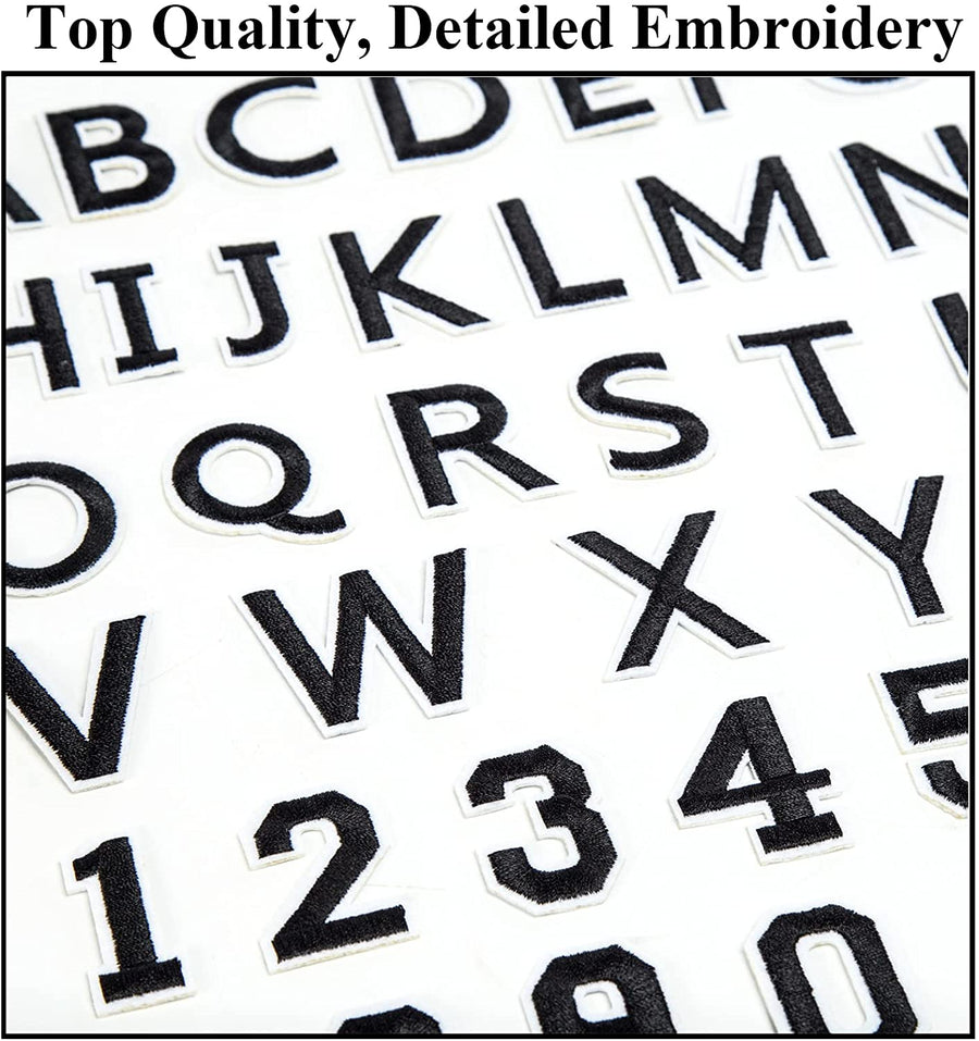 72 Pieces Iron on Letters and Numbers Patches, Embroidered Sew On Patches Alphabet A-Z, Numbers 0-9 Applique for Clothes, Dress, Hat, Socks, Jeans, DIY Accessories
