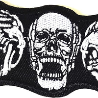 5Pcs See Speak Hear No Evil Skull Skeleton Patches Embroidered Iron on Patch for Clothes, Iron-on Patches / Sew-on Appliques Patches for Clothing, Jackets, Backpacks, Caps, Jeans