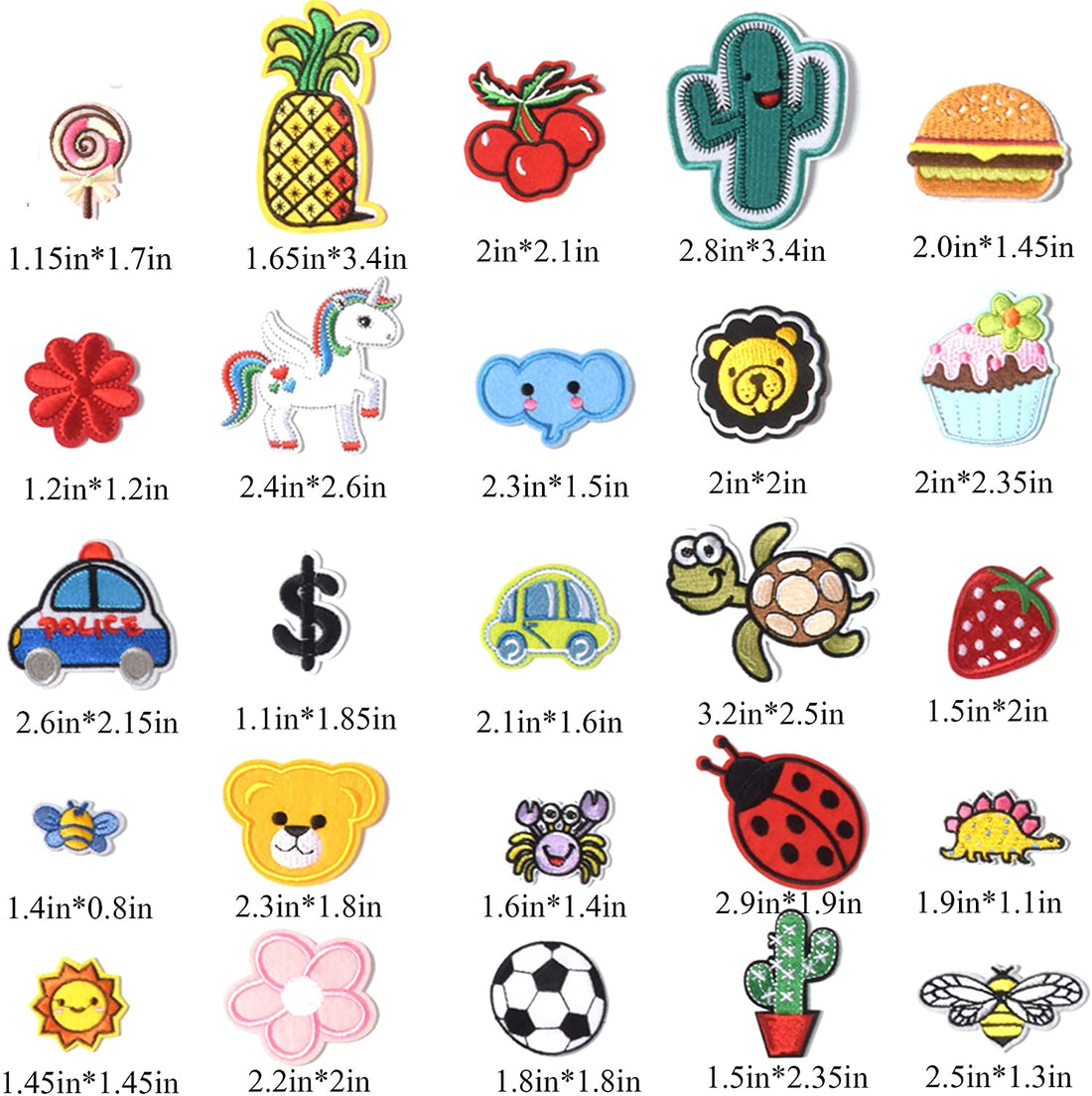 60Pcs Random Assorted Iron on Patches, Cute Sewing Applique for