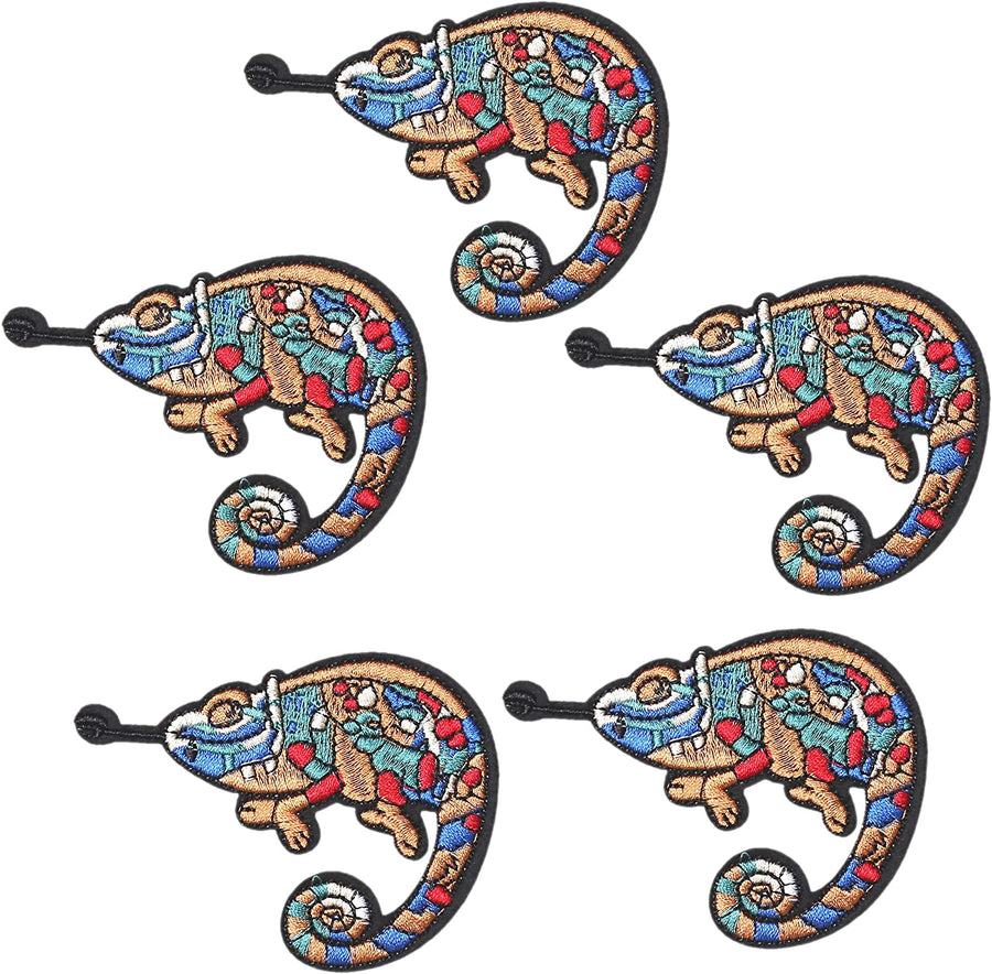 5Pcs Lizard Embroidered Iron on Patch for Clothes, Iron-on Patches / Sew-on Appliques Patches for Clothing, Jackets, Backpacks, Caps, Jeans