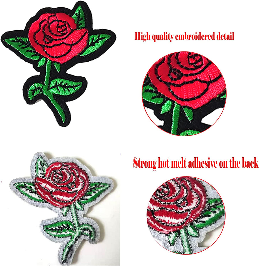 5Pcs Rose Patches Embroidered Iron on Patch for Clothes, Iron-on Patches / Sew-on Appliques Patches for Clothing, Jackets, Backpacks, Caps, Jeans