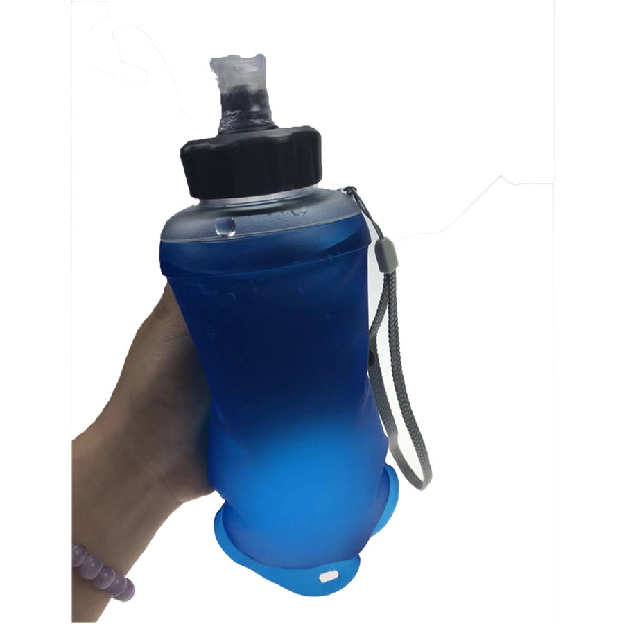 Custom LOGO 500ML, 600ML Recycable, food-graded, safety collapsible soft flask hydration bottle FDA approved leakproof with lanyard
