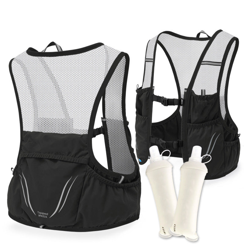 Lightweight durable hydration vest for running events marathon biking cycling with soft water flasks included