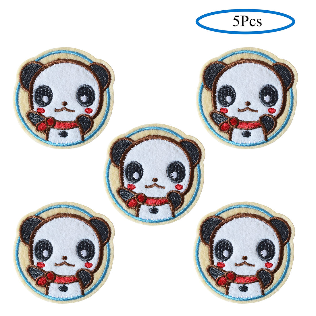 5Pcs Panda Embroidered Iron on Patch for Clothes, Iron-on Patches / Sew-on Appliques Patches for Clothing, Jackets, Backpacks, Caps, Jeans