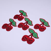 5Pcs Red Cherry Ghost Skeleton Skull Embroidered Iron on Patch for Clothes, Iron-on Patches / Sew-on Appliques Patches for Clothing, Jackets, Backpacks, Caps, Jeans
