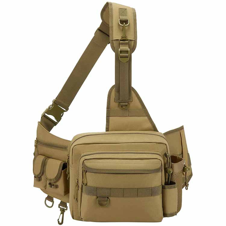 Sling Fishing Tackle Bag, Outdoor Fishing Storage Pack, Water-Resistant Fishing Bag Cross Body Sling Bag